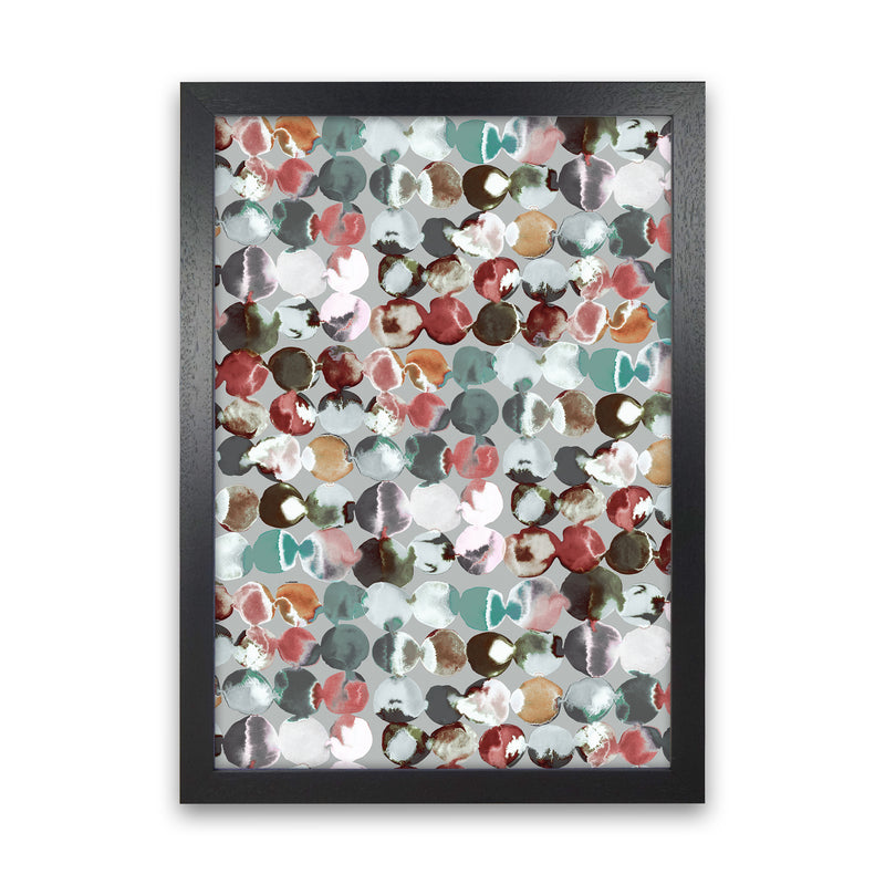 Ink Dots Gray Green Abstract Art Print by Ninola Design Black Grain