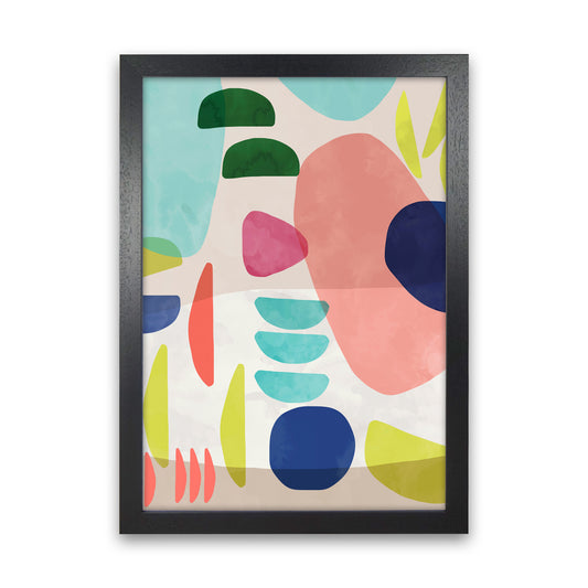 Organic Bold Shapes Abstract Art Print by Ninola Design Black Grain