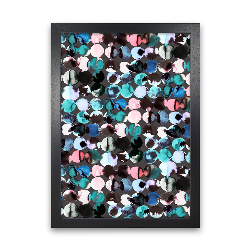 Ink Dots Blue Red Abstract Art Print by Ninola Design Black Grain