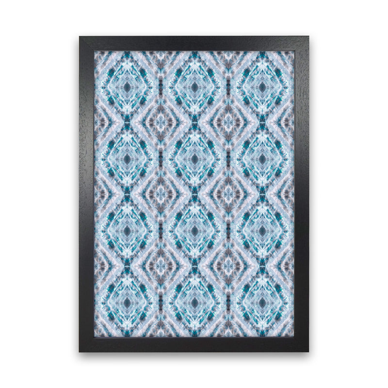 Boho Shibori Blue Abstract Art Print by Ninola Design Black Grain