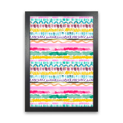 Garlands Tribal Abstract Art Print by Ninola Design Black Grain