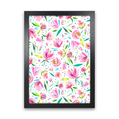 Peonies Pink Abstract Art Print by Ninola Design Black Grain