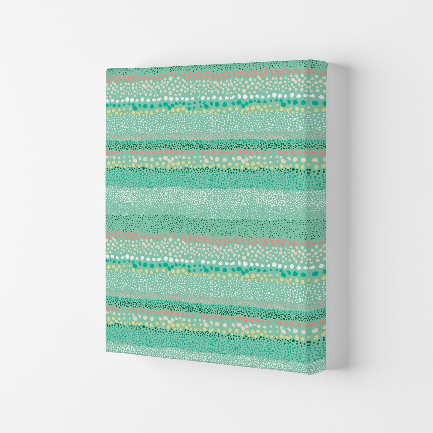 Little Textured Minimal Dots Green Abstract Art Print by Ninola Design Canvas