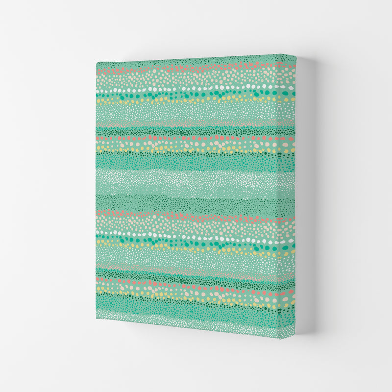 Little Textured Minimal Dots Green Abstract Art Print by Ninola Design Canvas