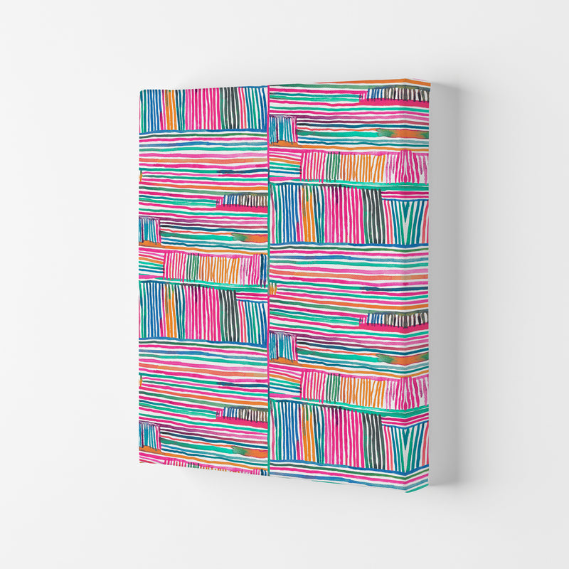Watercolor Linear Meditation Pink Abstract Art Print by Ninola Design Canvas