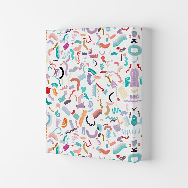 Curly and Zigzag Stripes White Abstract Art Print by Ninola Design Canvas