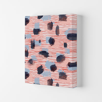 Watercolor Stains Stripes Red Abstract Art Print by Ninola Design Canvas