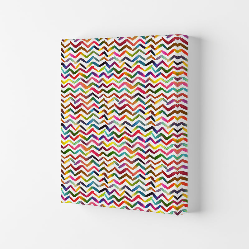 Chevron Stripes Multicolored Abstract Art Print by Ninola Design Canvas