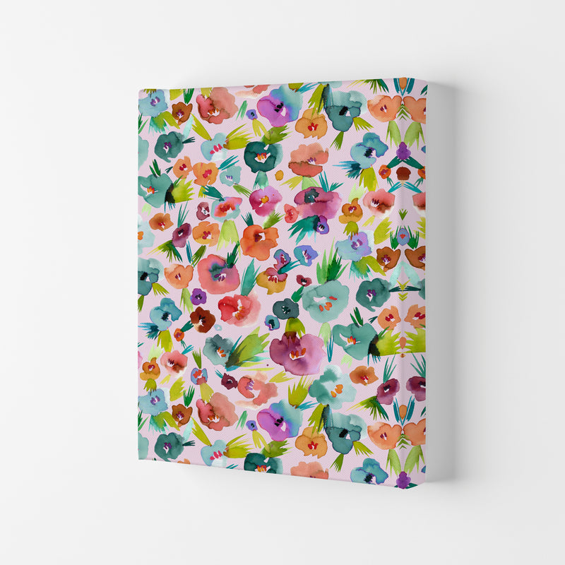 Tropical Watercolor Flowers Abstract Art Print by Ninola Design Canvas