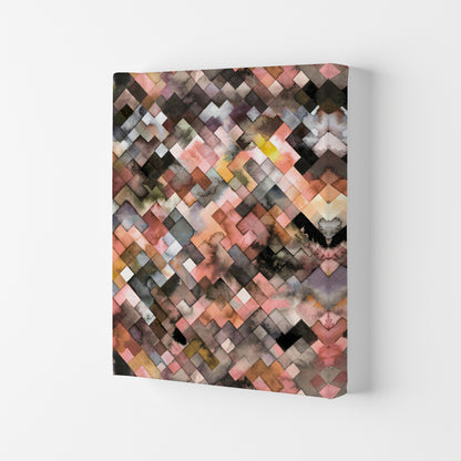Moody Geometry Rustic Brown Abstract Art Print by Ninola Design Canvas