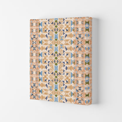 Boho Nomadic Tribal Orange Abstract Art Print by Ninola Design Canvas