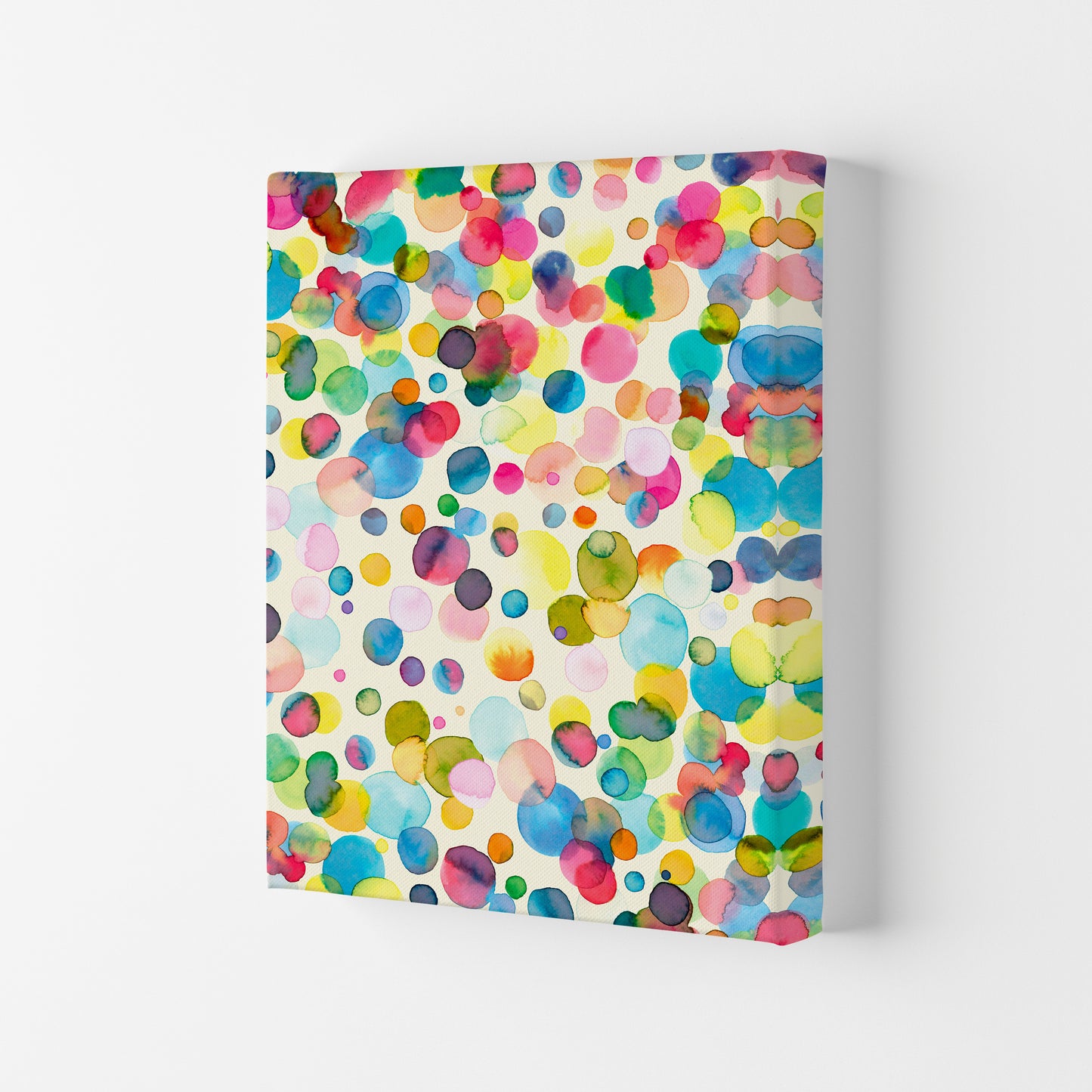 Watercolor Colorful Drops Abstract Art Print by Ninola Design Canvas