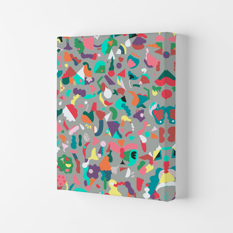 Dreamy Animal Shapes Gray Abstract Art Print by Ninola Design Canvas