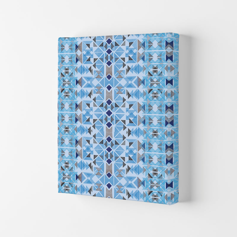 Boho Nomadic Tribal Blue Abstract Art Print by Ninola Design Canvas