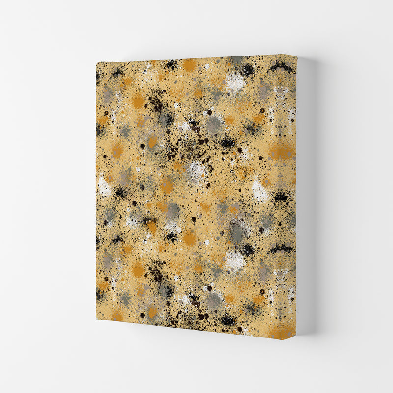 Ink Dust Splatter Yellow Abstract Art Print by Ninola Design Canvas