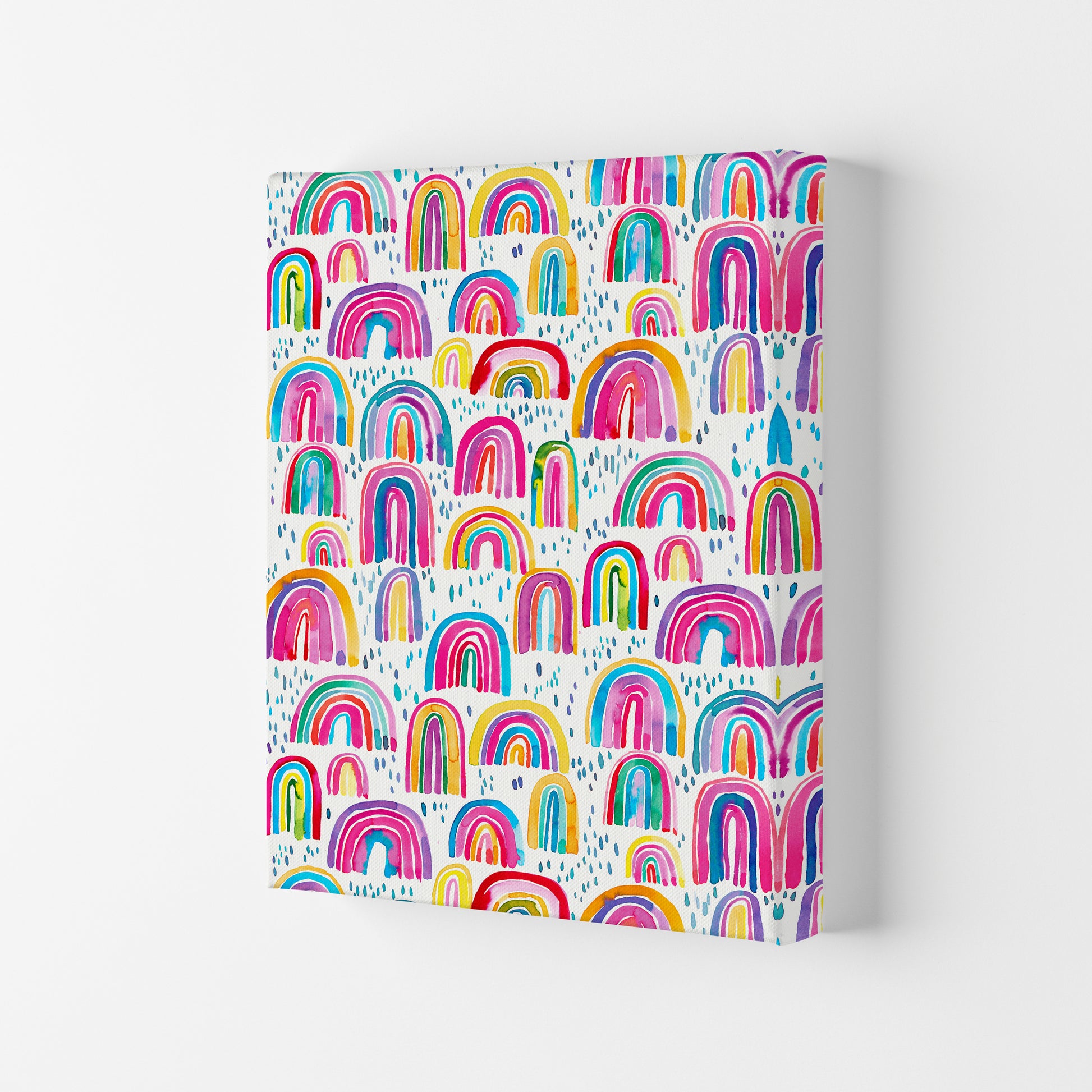 Cute Watercolor Rainbows Abstract Art Print by Ninola Design Canvas