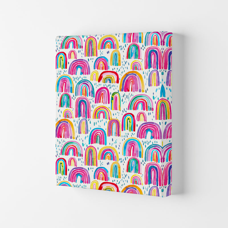 Cute Watercolor Rainbows Abstract Art Print by Ninola Design Canvas