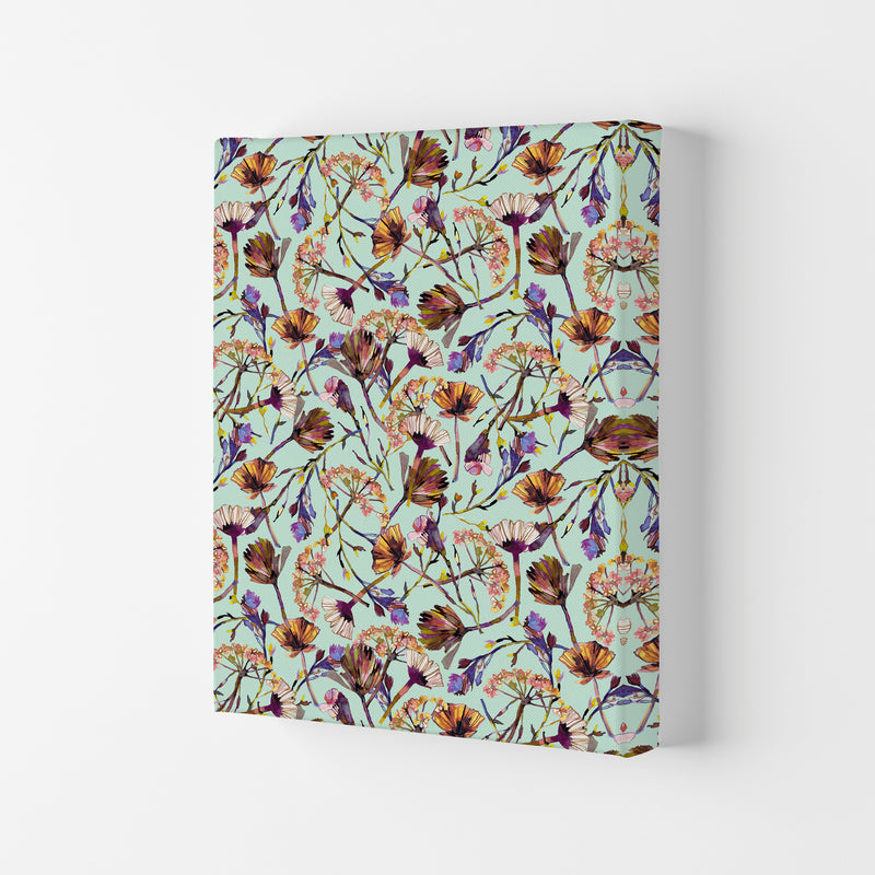 Dry Blue Flowers Collage Abstract Art Print by Ninola Design Canvas