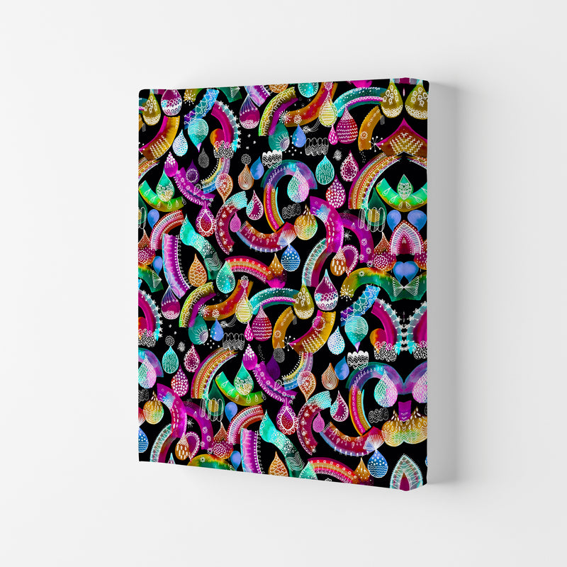 Rainbow Lace Neon Kids Abstract Art Print by Ninola Design Canvas