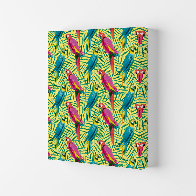 Tropical Parrots Palms Abstract Art Print by Ninola Design Canvas