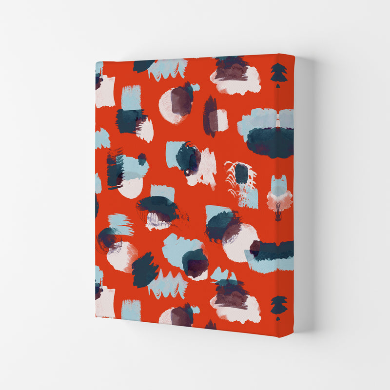 Abstract Stains Coral Abstract Art Print by Ninola Design Canvas