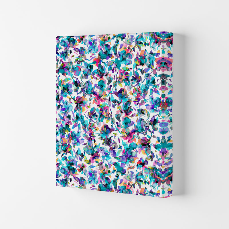 Aquatic Flowers Blue Abstract Art Print by Ninola Design Canvas
