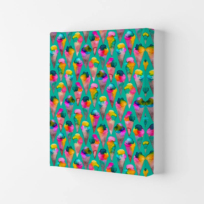 Cute Ice Creams Kids Abstract Art Print by Ninola Design Canvas