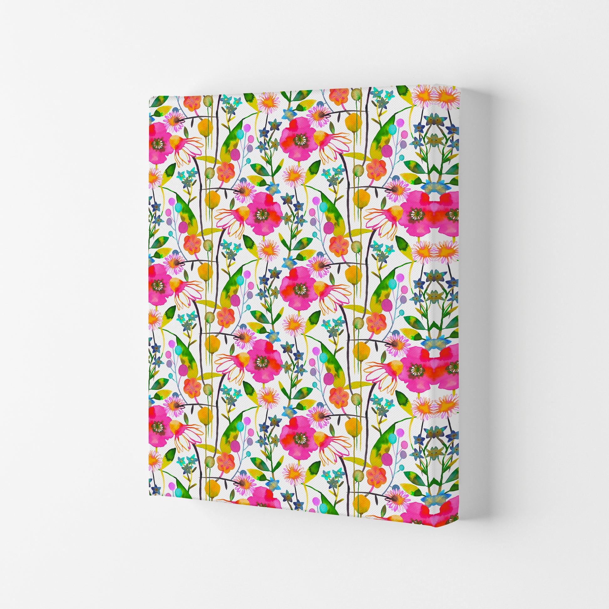 Happy Spring Flowers Abstract Art Print by Ninola Design Canvas