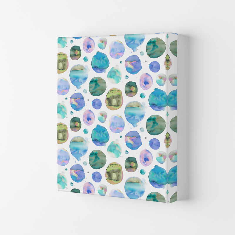 Big Watery Dots Blue Abstract Art Print by Ninola Design Canvas