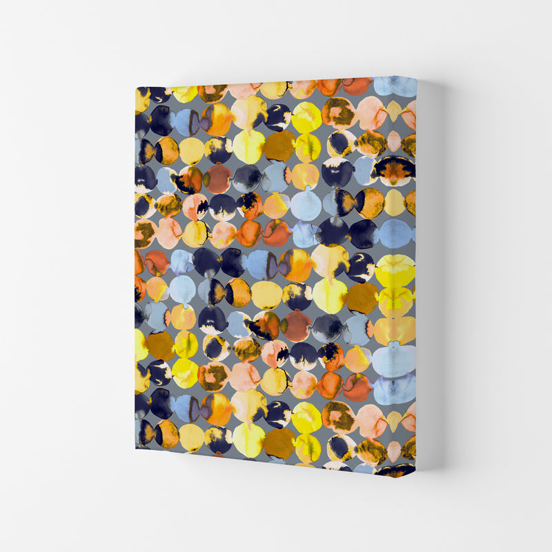 Ink Dots Blue Yellow Abstract Art Print by Ninola Design Canvas