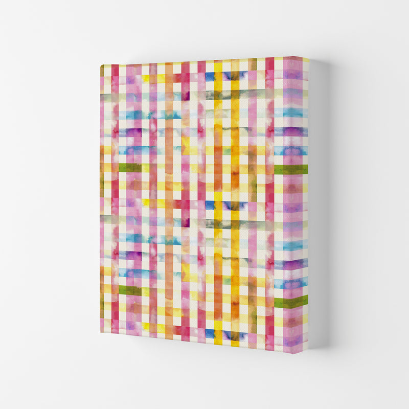 Gingham Vichy Yellow Abstract Art Print by Ninola Design Canvas