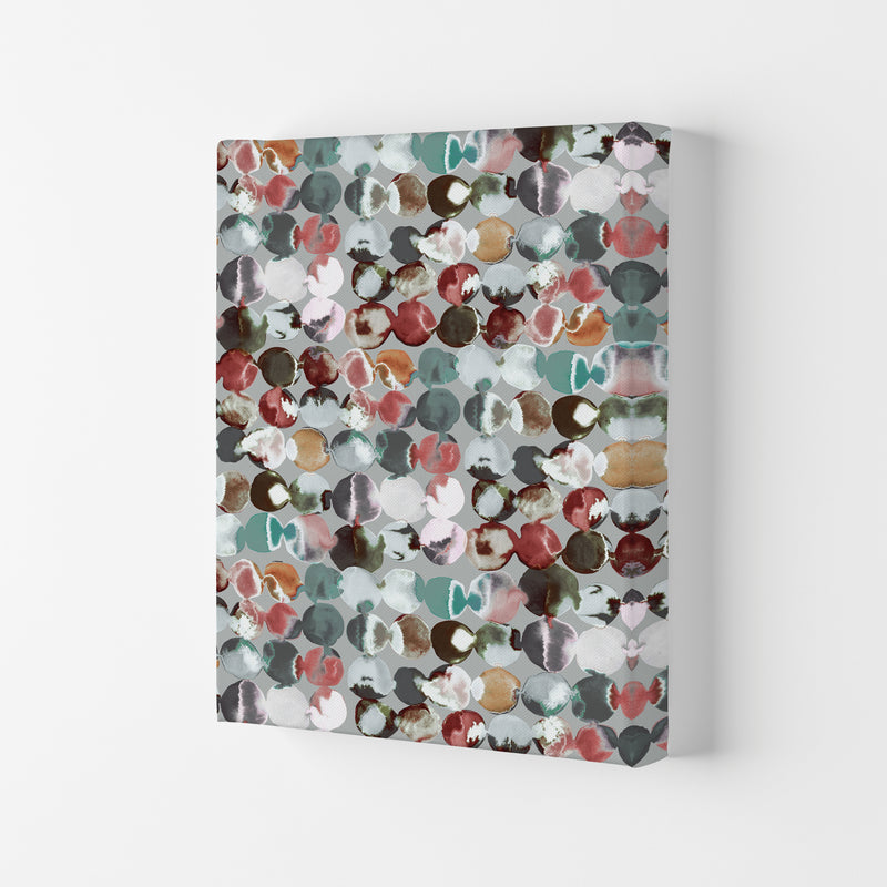 Ink Dots Gray Green Abstract Art Print by Ninola Design Canvas