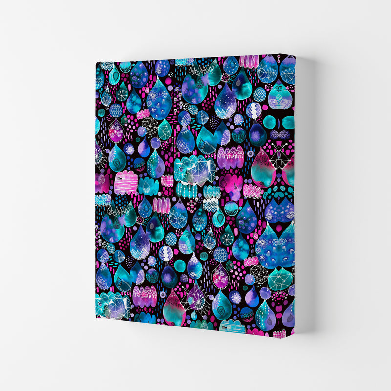 Rain Stitches Neon Abstract Art Print by Ninola Design Canvas