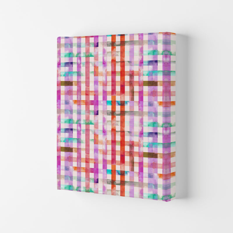 Gingham Vichy Pink Abstract Art Print by Ninola Design Canvas