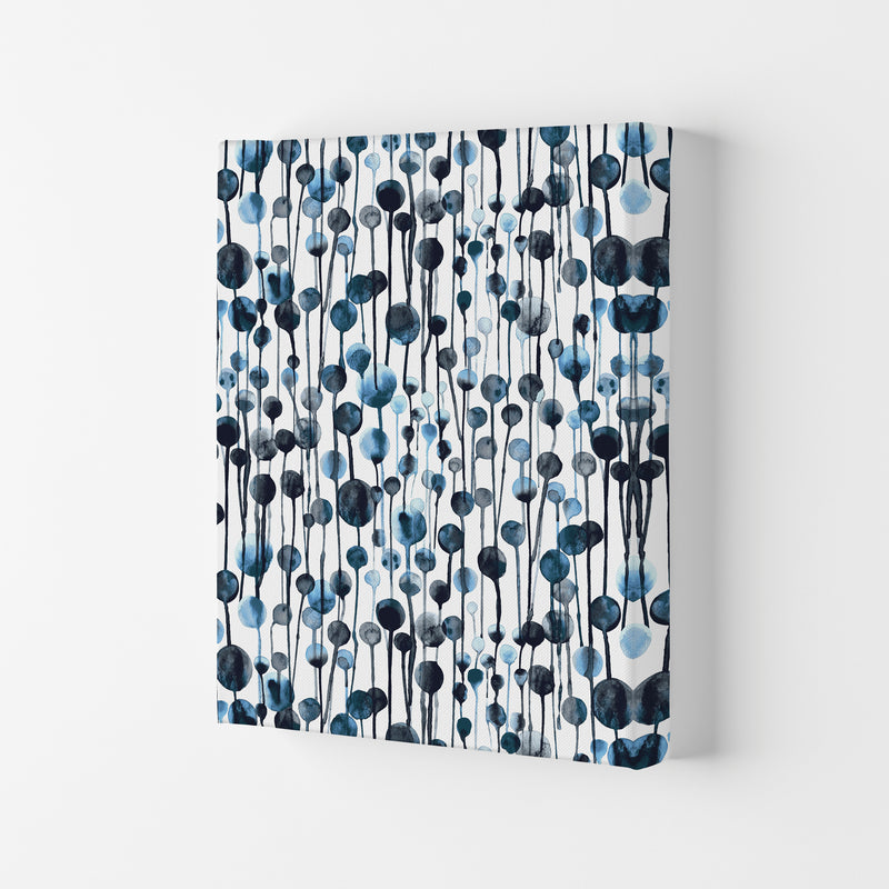 Dripping Dots Navy Abstract Art Print by Ninola Design Canvas