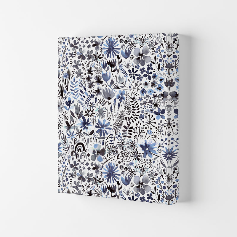 Winter Ink Flowers Abstract Art Print by Ninola Design Canvas