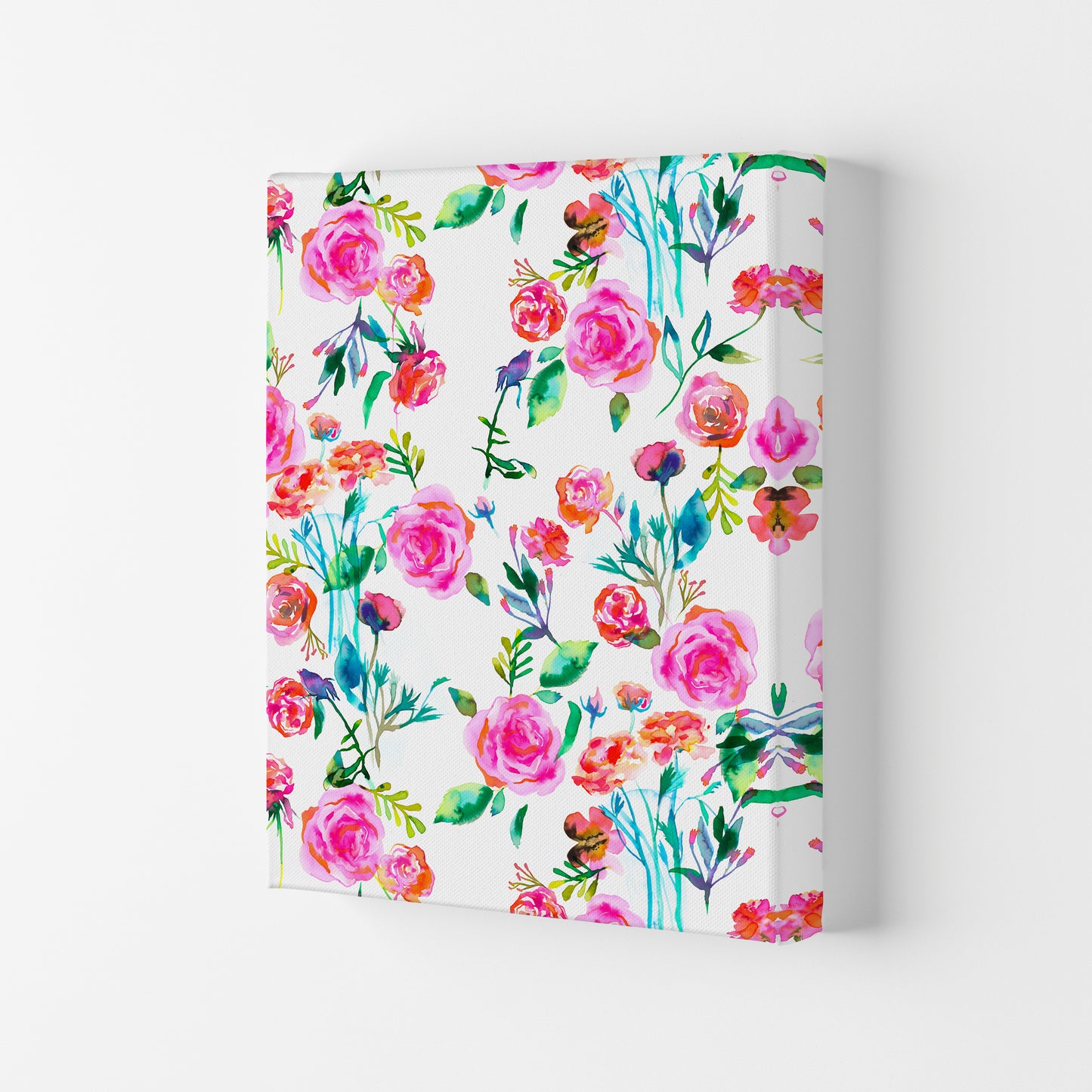 Roses Bouquet Pink Abstract Art Print by Ninola Design Canvas