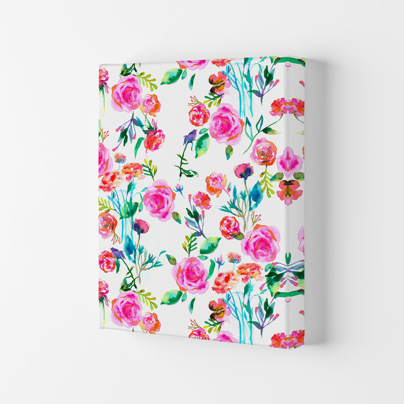 Roses Bouquet Pink Abstract Art Print by Ninola Design Canvas