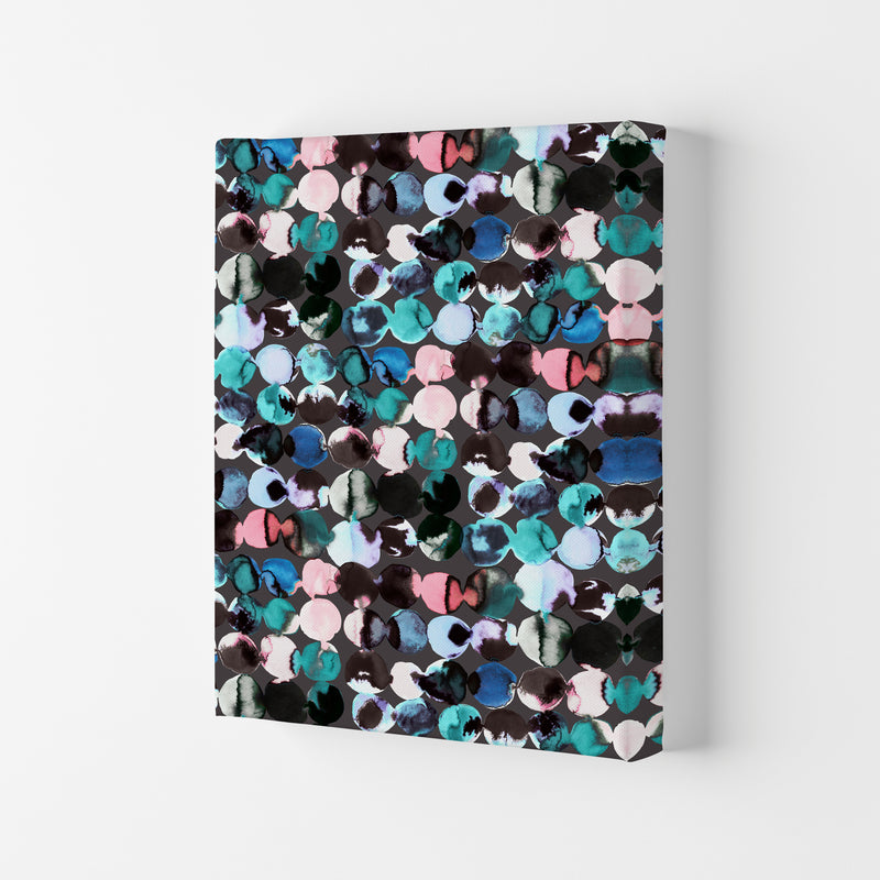 Ink Dots Blue Red Abstract Art Print by Ninola Design Canvas