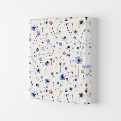 Blue Soft Flowers Abstract Art Print by Ninola Design Canvas