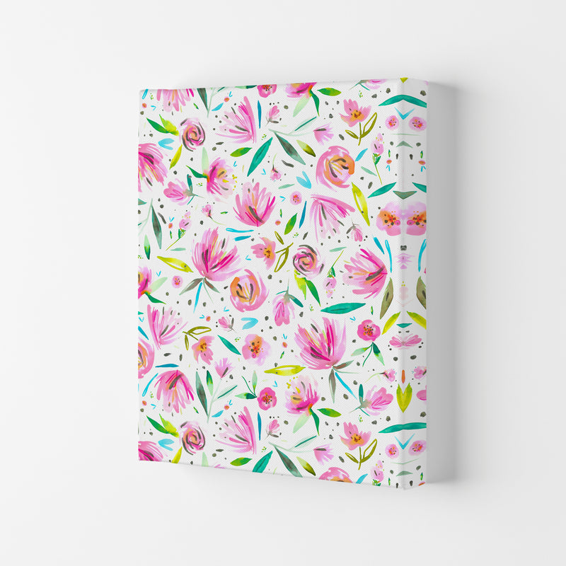 Peonies Pink Abstract Art Print by Ninola Design Canvas