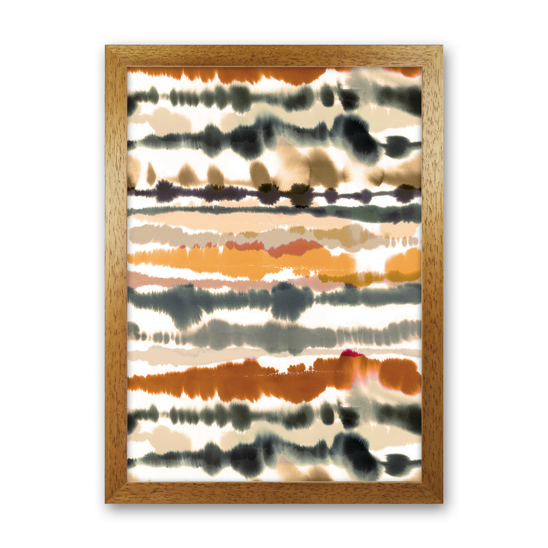Soft Nautical Watercolor Lines Brown Abstract Art Print by Ninola Design Oak Grain