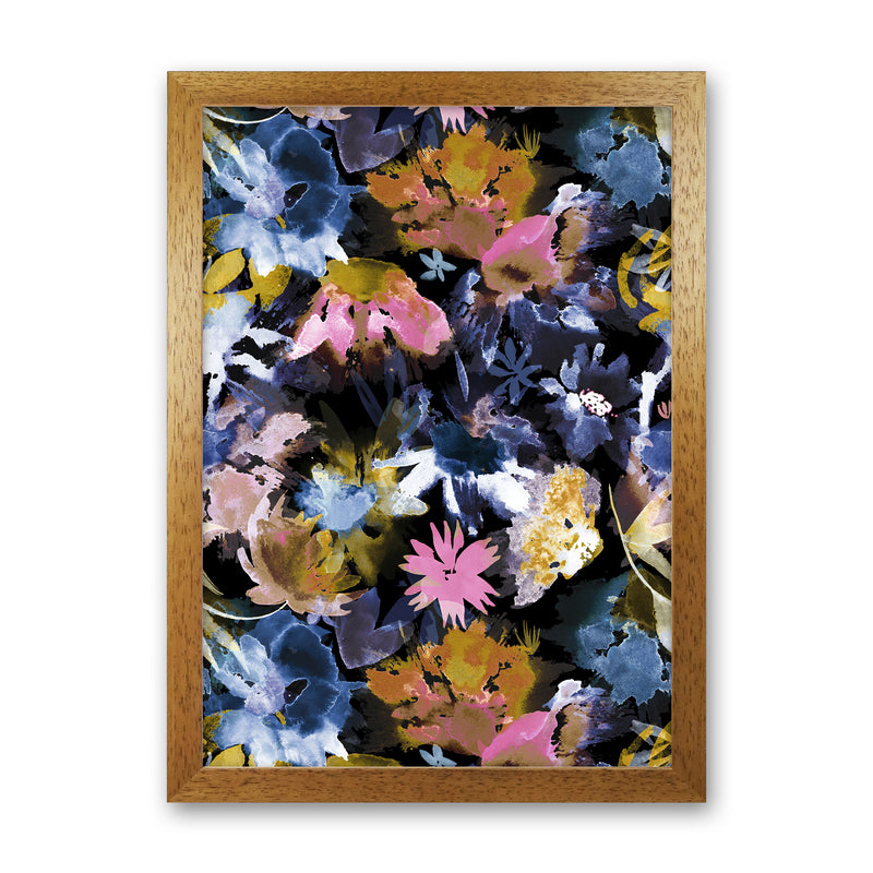 Watercolor Sring Memories Black Abstract Art Print by Ninola Design Oak Grain