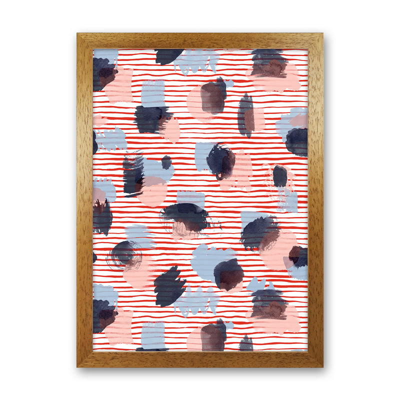 Watercolor Stains Stripes Red Abstract Art Print by Ninola Design Oak Grain
