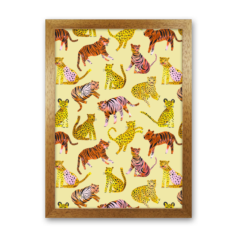 Tigers and Leopards Savannah Abstract Art Print by Ninola Design Oak Grain