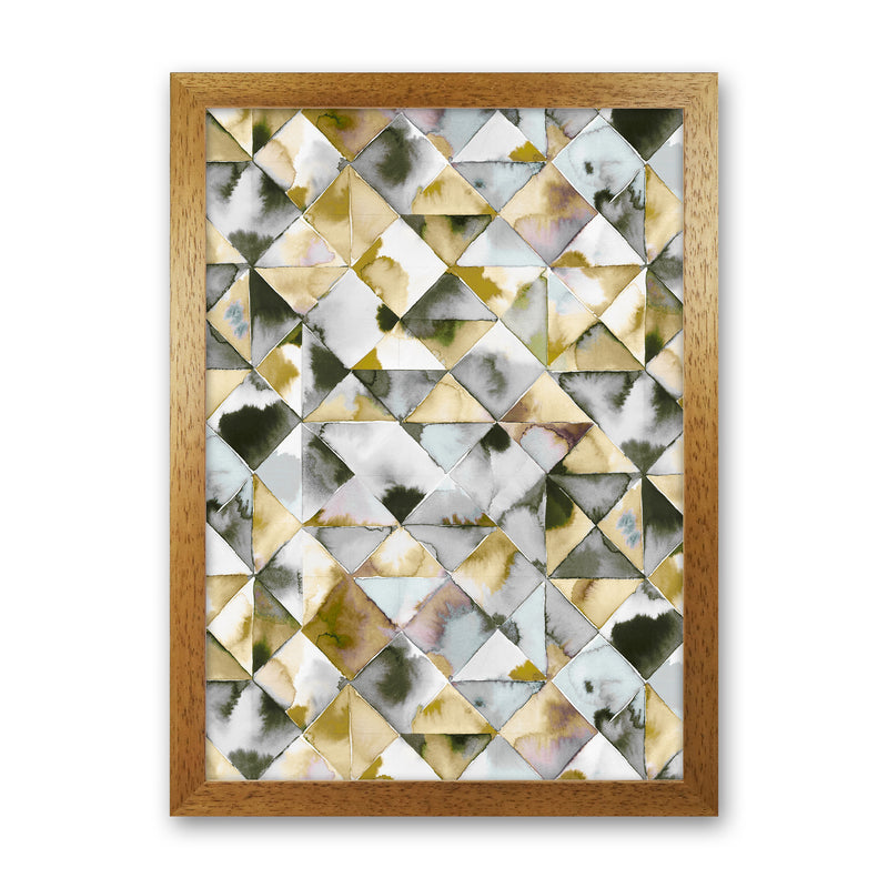 Moody Triangles Gold Silver Abstract Art Print by Ninola Design Oak Grain