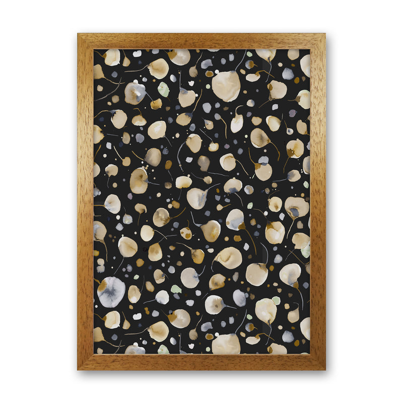 Flying Seeds Gold Silver Abstract Art Print by Ninola Design Oak Grain
