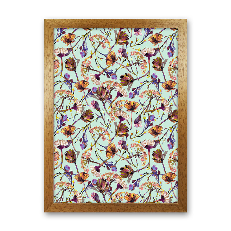 Dry Blue Flowers Collage Abstract Art Print by Ninola Design Oak Grain