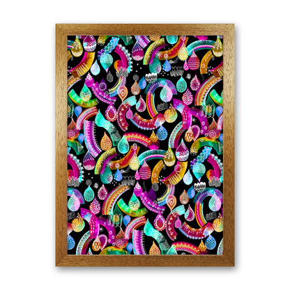 Rainbow Lace Neon Kids Abstract Art Print by Ninola Design Oak Grain