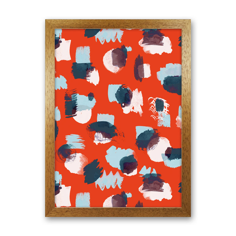 Abstract Stains Coral Abstract Art Print by Ninola Design Oak Grain